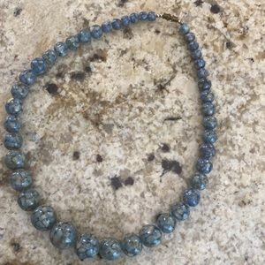 Vintage blue/gray plastic bead necklace